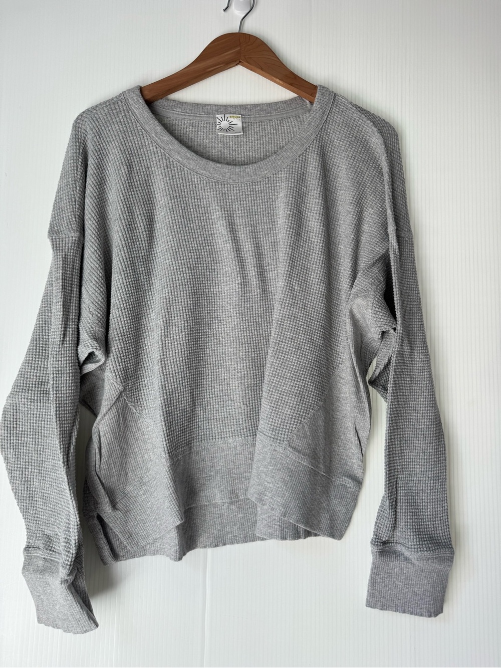 Offline by Aerie Waffle Knit Long Sleeve Tee - Light Gray